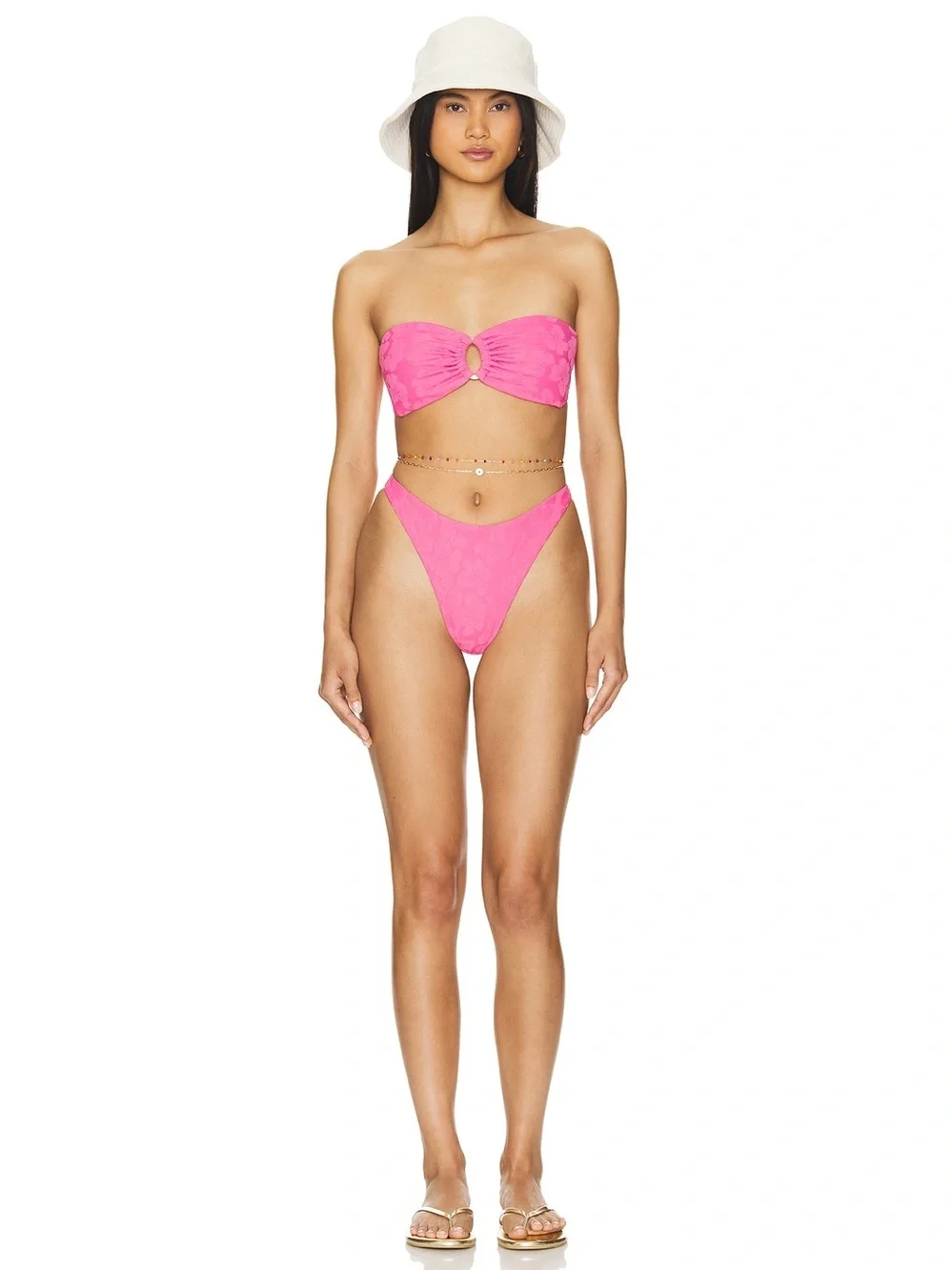 L*Space Bikini Set Jasper Top & Leilani Bottom Pink Floral Size Large Resortwear